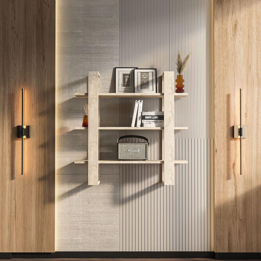 Hanah Home Zidna polica Suno, 90x90x22 cm, Krem