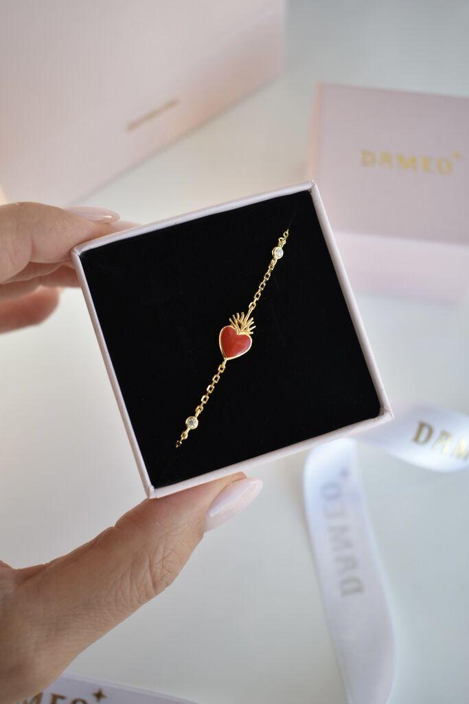 Dameo Narukvica Red Heart- srebro 925 sa pozlatom