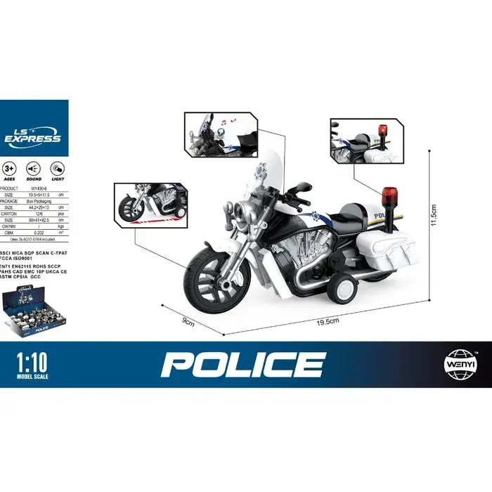 Wenyi Policijski Motor Na Oprugu 6 Kom 1:10 Wy430-6