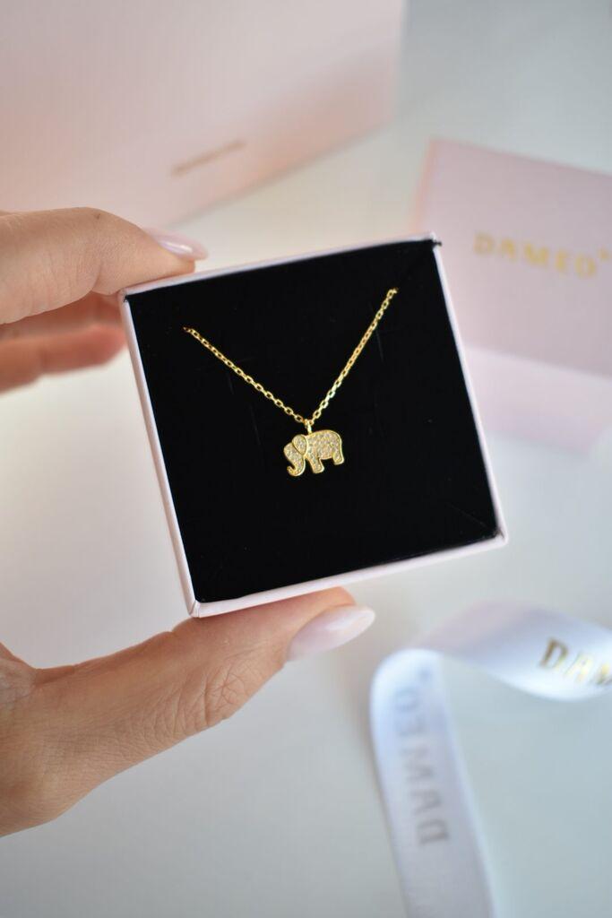 Dameo Ogrlica Elephant - srebro 925 sa pozlatom i cirkoni