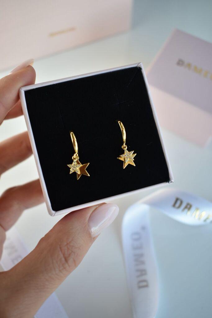 Dameo Minđuše Star - srebro 925 sa pozlatom i cirkoni