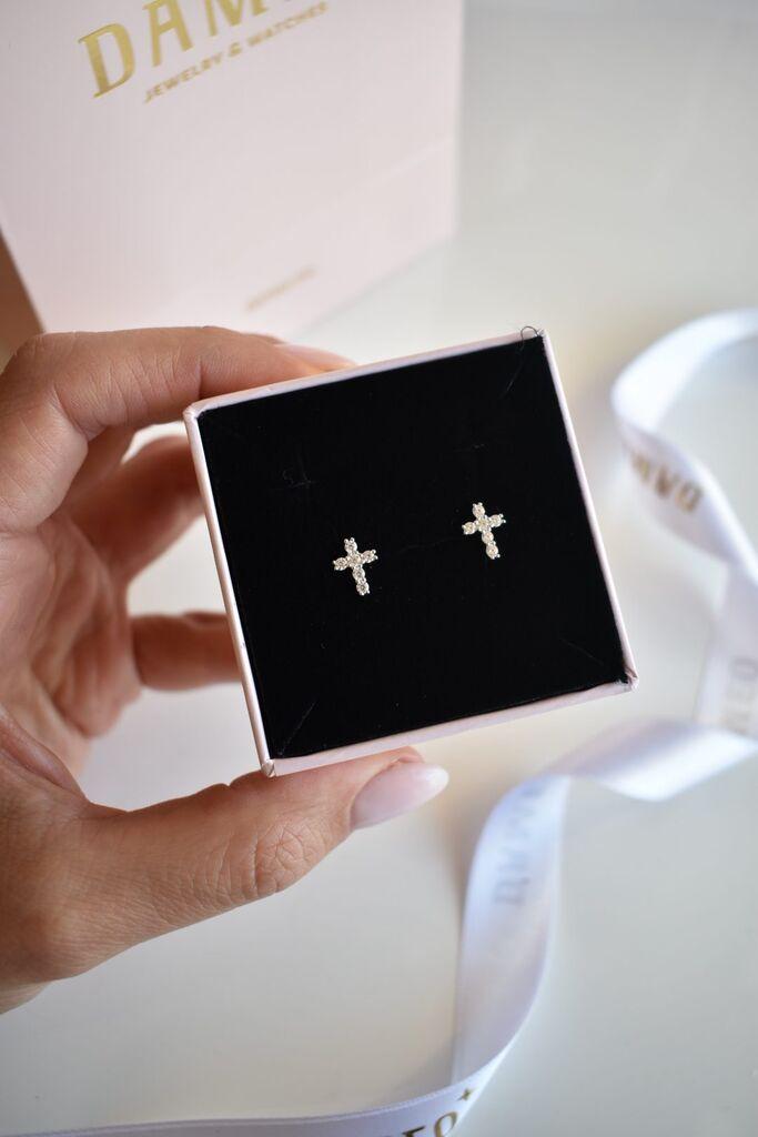 Dameo Minđuše Cross - srebro 925 i cirkoni