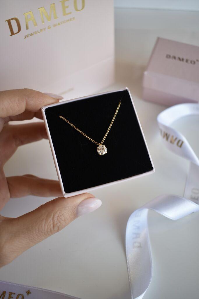 Dameo Ogrlica Big Single Sparkle - srebro 925 sa pozlatom i cirkon