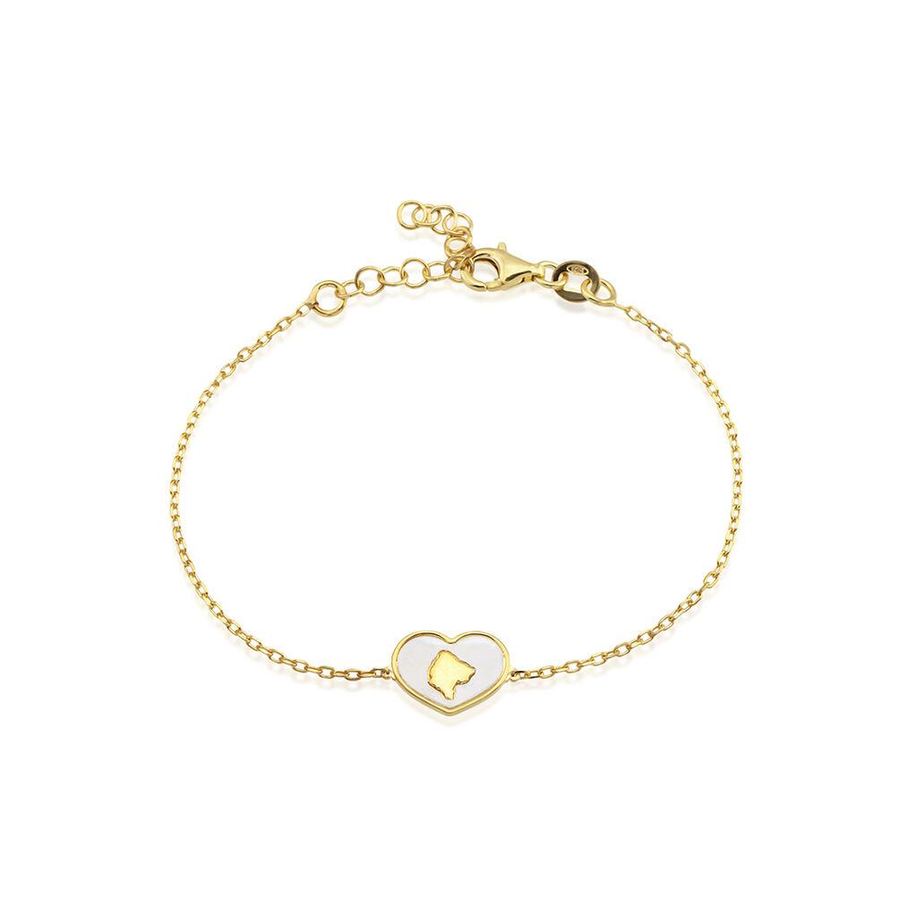 Dameo Narukvica Heart Montenegro Mother of Pearl - srebro 925 sa pozlatom