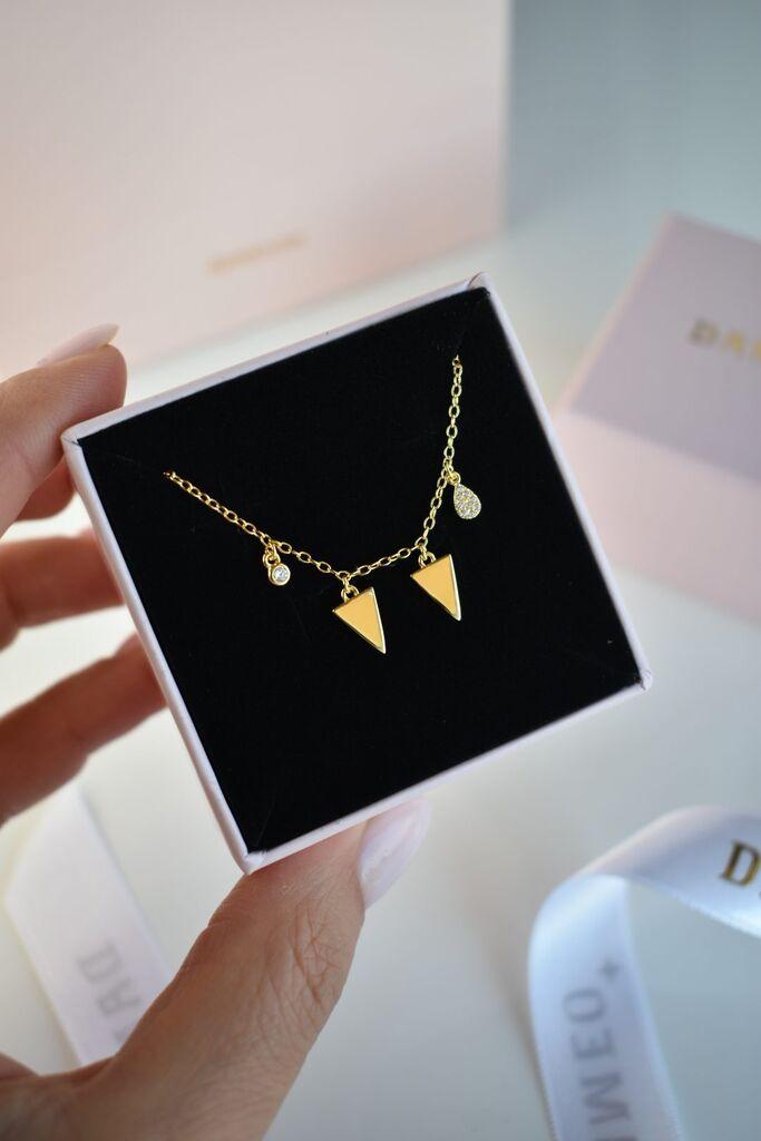 Dameo Ogrlica Golden Geometry - srebro 925 sa pozlatom i cirkoni