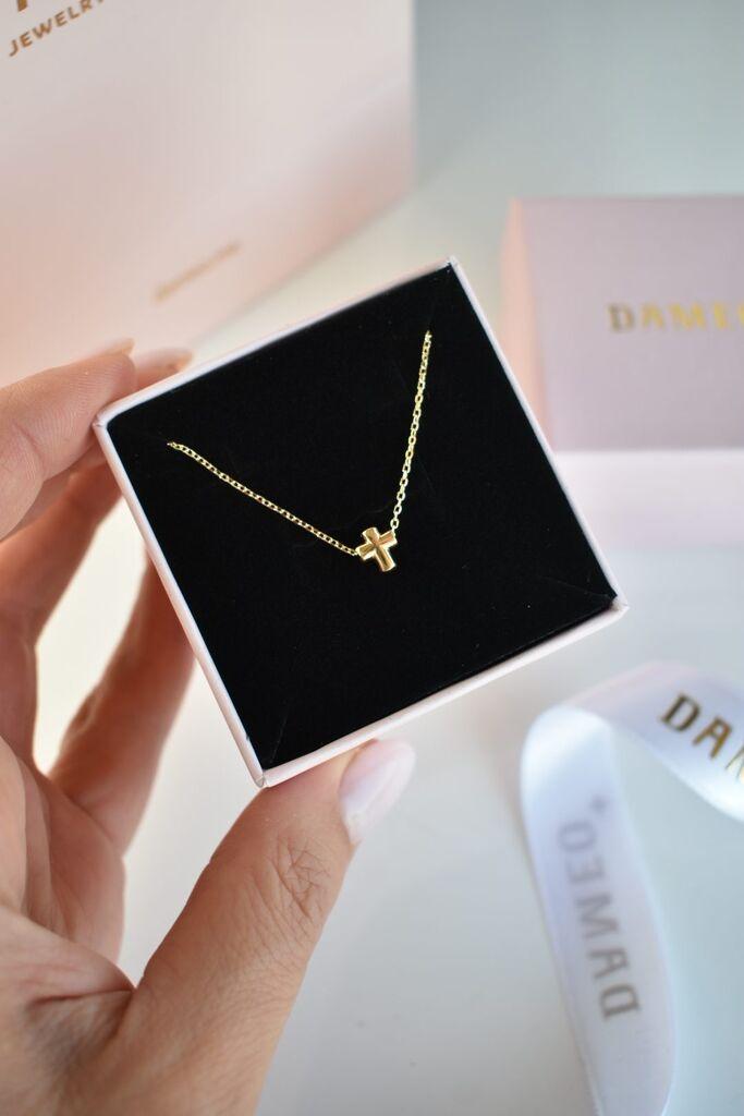 Dameo Ogrlica Cross - srebro 925 sa pozlatom