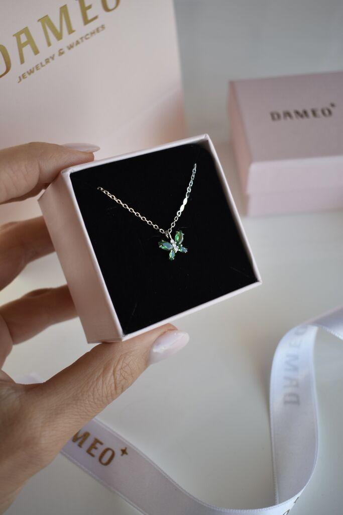 Dameo Ogrlica Emerald Butterfly - srebro 925