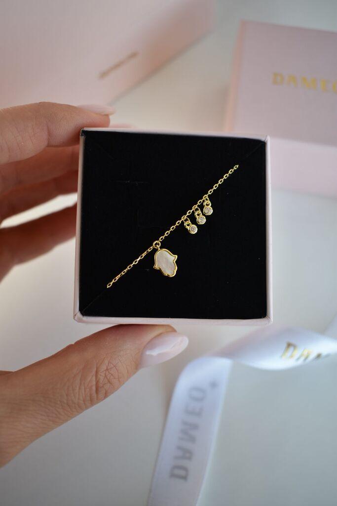 Dameo Narukvica Lucky Hand - srebro 925 sa pozlatom sedefom i cirkonima