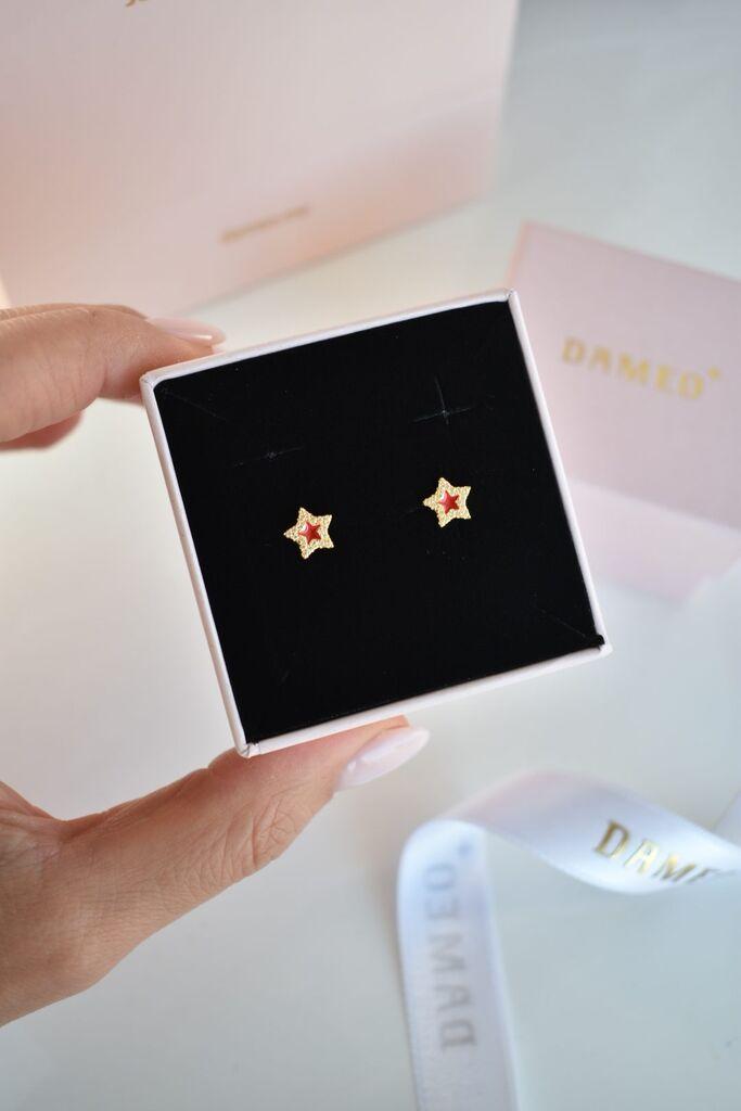 Dameo Minđuše Red Star - srebro 925 sa pozlatom i cirkoni