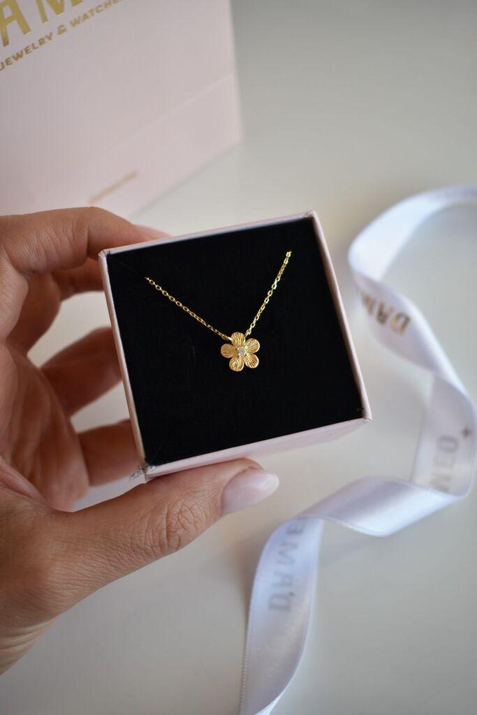 Dameo Ogrlica Sparkle Flower - srebro 925 sa pozlatom i cirkon