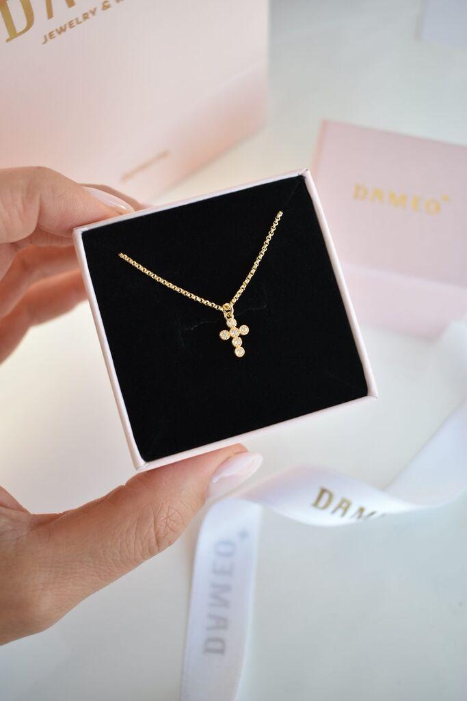 Dameo Ogrlica Cross - srebro 925 sa pozlatom i cirkoni