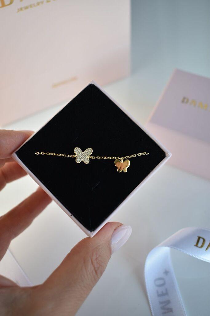 Dameo Narukvica Two Butterlies - srebro 925 sa pozlatom i cirkoni