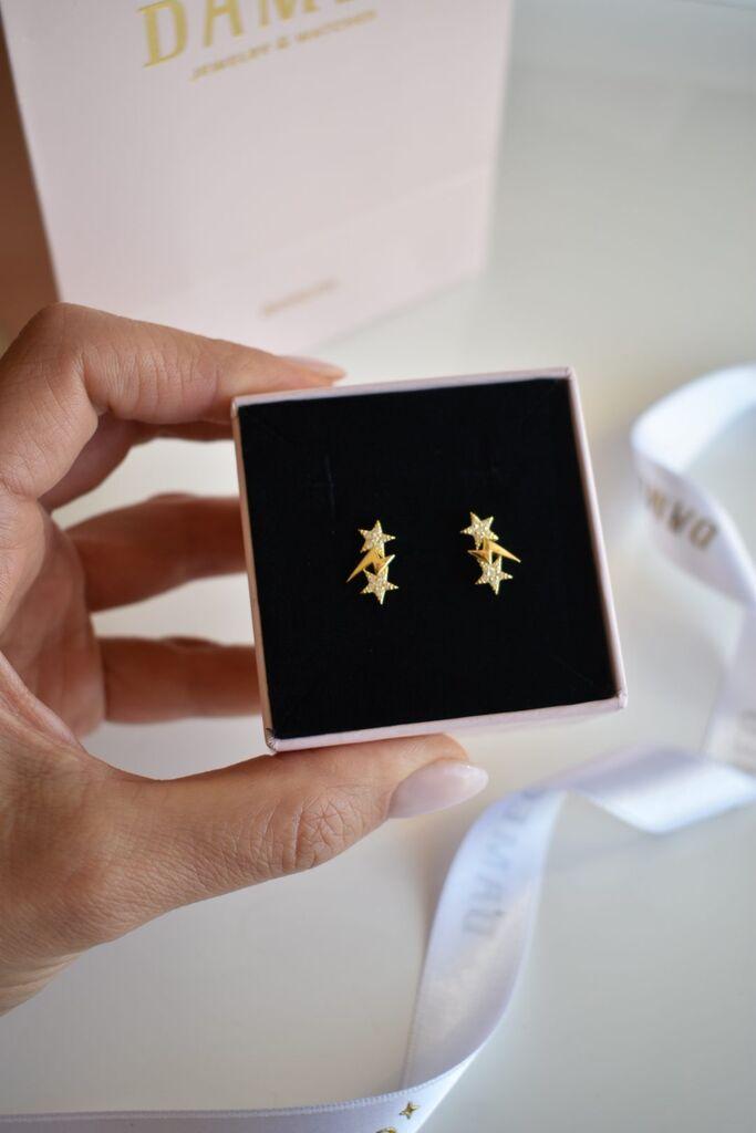 Dameo Minđuše Galaxy Flash - srebro 925 sa pozlatom i cirkoni