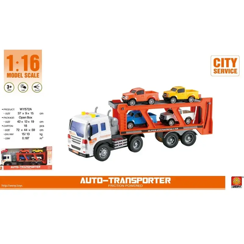 Wenyi Kamion Slepa Narandzasti Sa 4 Autica Na Oprugu1:16 Wy572A