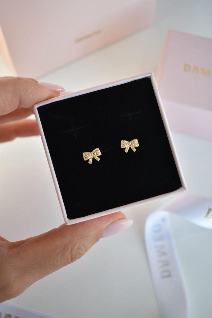 Dameo Minđuše Sweet Bow - srebro 925 sa pozlatom i cirkoni