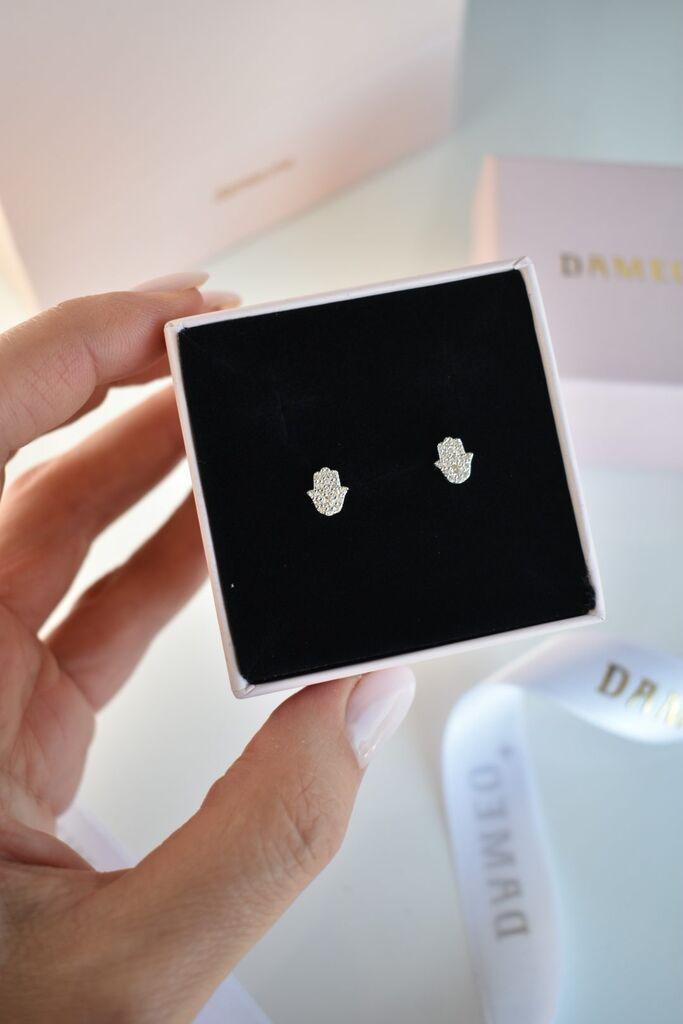 Dameo Minđuše Lucky Hand Mini - srebro 925 i cirkoni