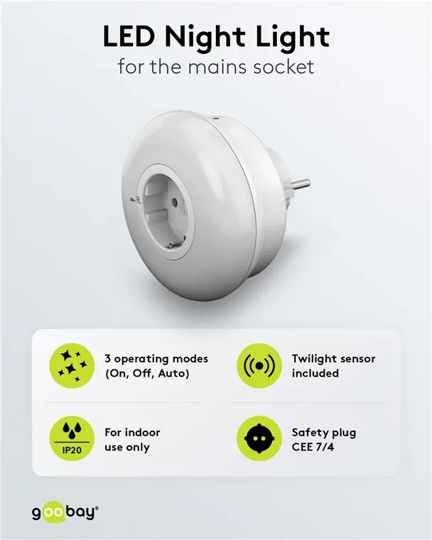 Goobay Plug-in LED noćno svjetlo, Bijela