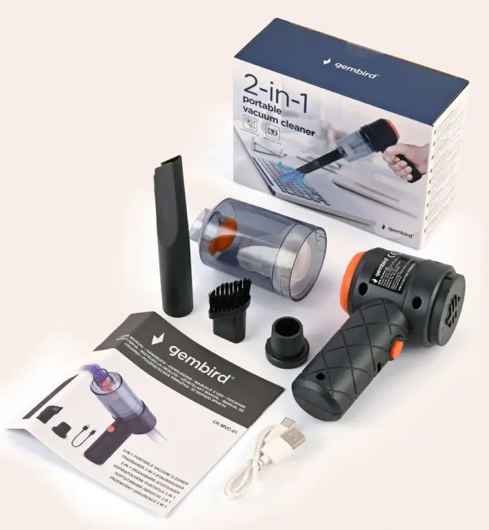 2-u-1 bežični usisivač, Crna