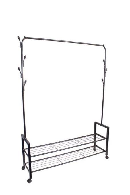 ModernHome Stalak Za Odjeću Sa Dvije Police Za Obuću I Točkićima