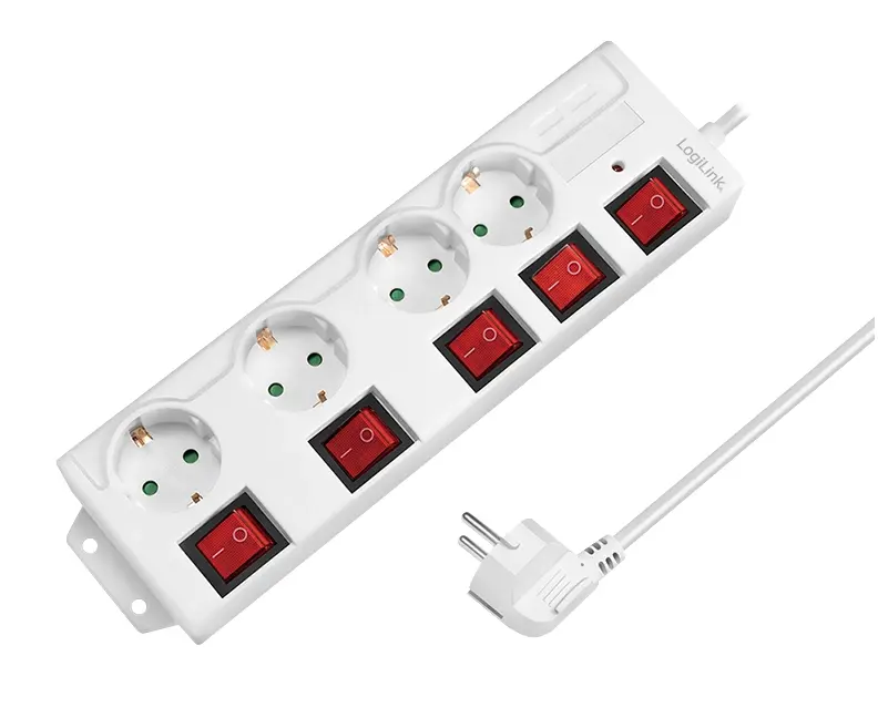LogiLink produžni kabal 1.5m sa 5 prekidača, Bijela