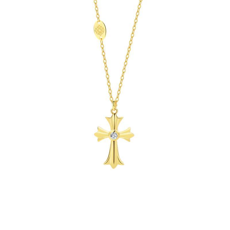 Dameo Ogrlica Cross  Srebro sa pozlatom i cirkon FX1061