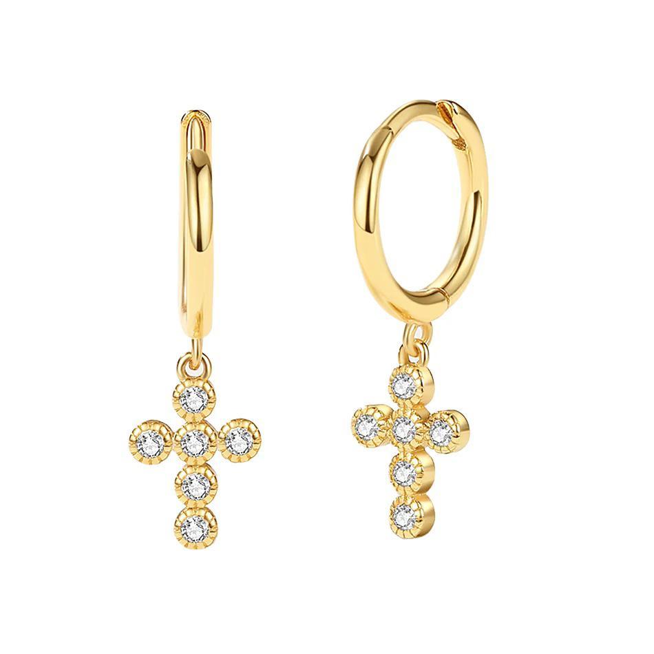 Dameo minđuše Cross   Srebro sa pozlatom i cirkoni FE2212