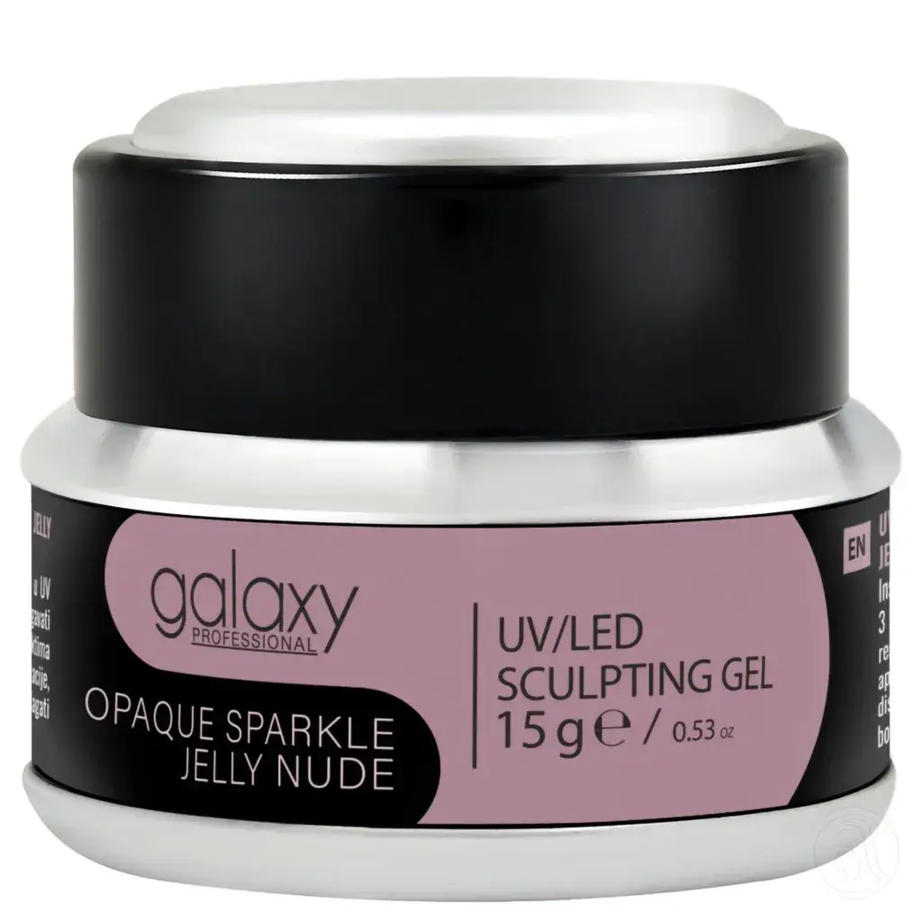 Galaxy Gradivni gel za nadogradnju noktiju UV/LED Opaque Sparkle Jelly Nude, 15 g