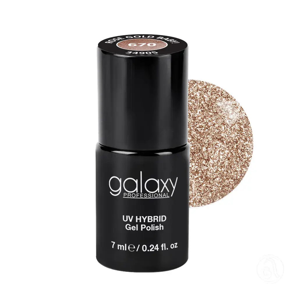 Galaxy Trajni lak za nokte UV/LED Hybrid Rose Gold Baby! S670, 7 ml