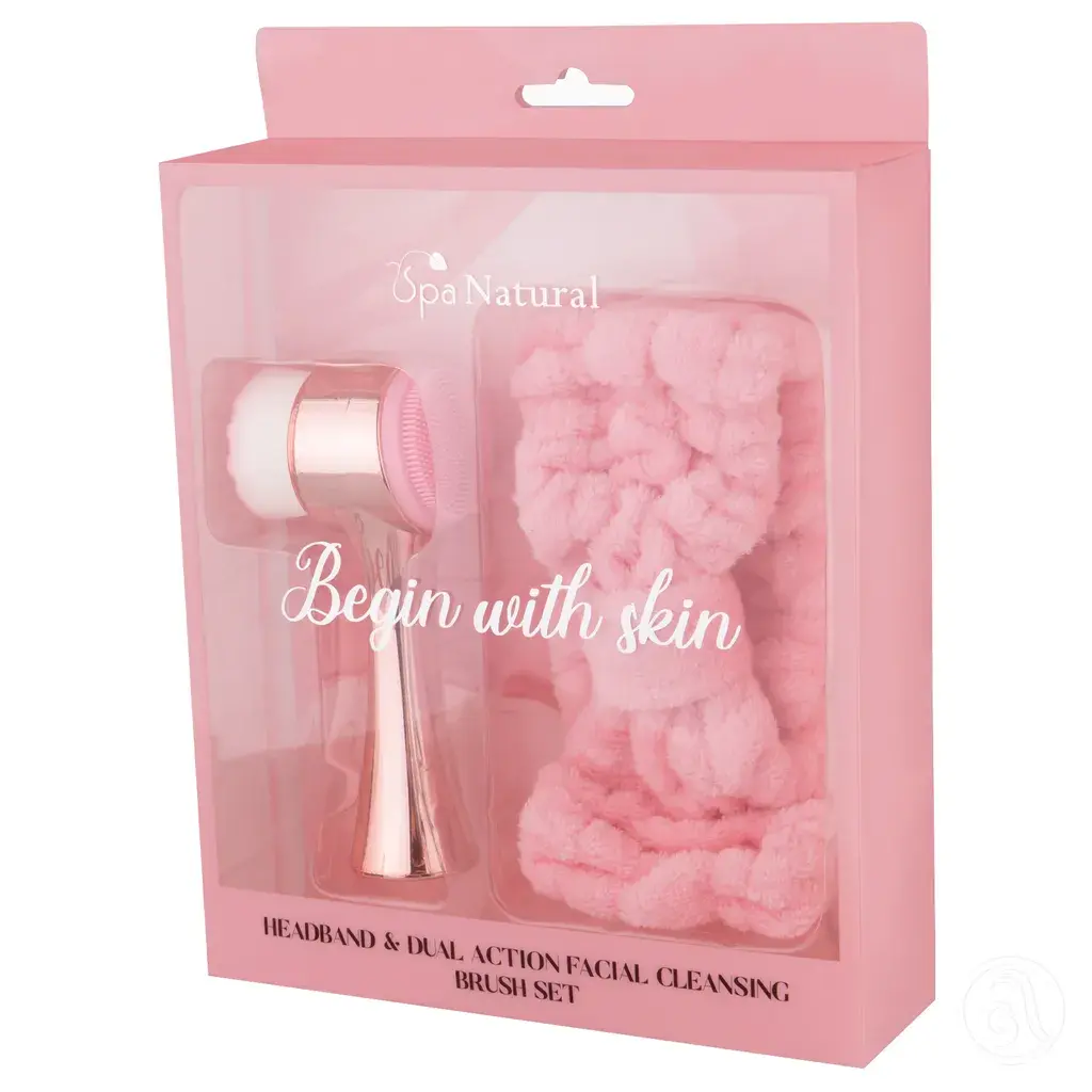 Spa Natural Set traka za kosu i četka za lice, Roze-zlatna