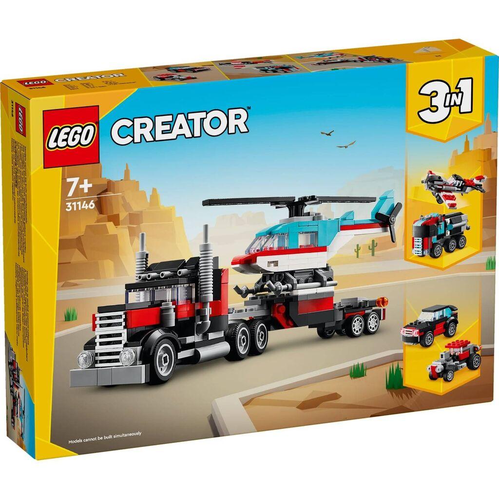 Lego Igračka kocke Creator Flatbed Truck with Helicopter 7g+,Šarena