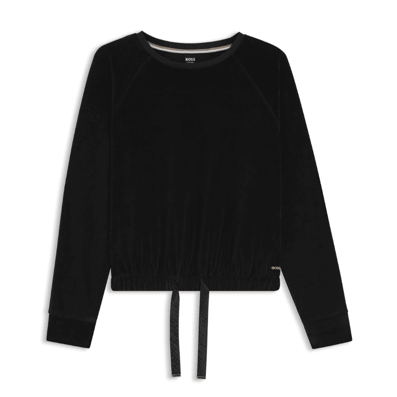 Boss Ženski duks Velour Sweatshirt, Crni