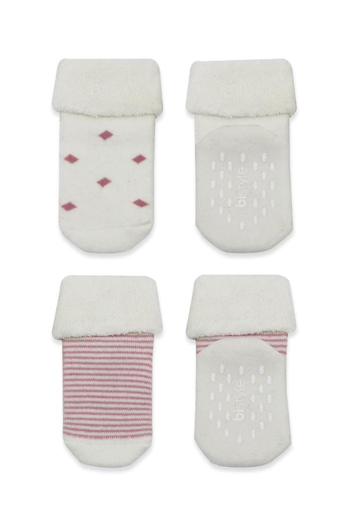 BiStyle Čarapice za bebe BiStyle neklizajuće pamučne 2/1 ,roze,12-24