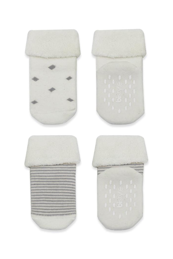 BiStyle Čarapice za bebe BiStyle neklizajuće pamučne 2/1 ,sive,12-24