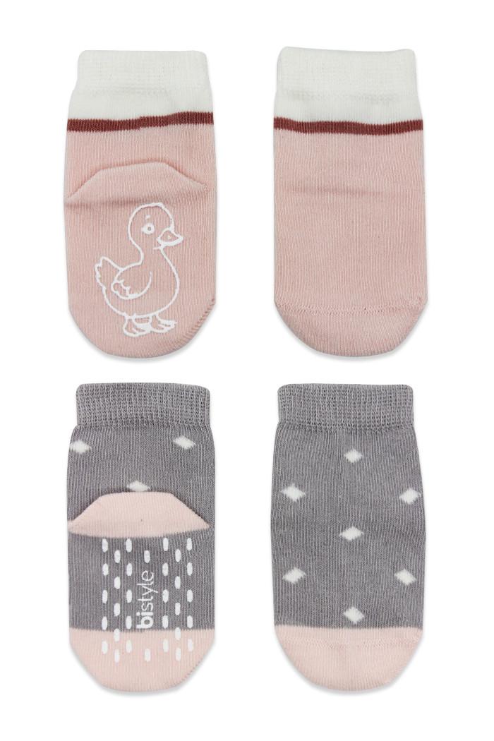 BiStyle Čarapice za bebe BiStyle neklizajuće 2/1 ,sive,06-12