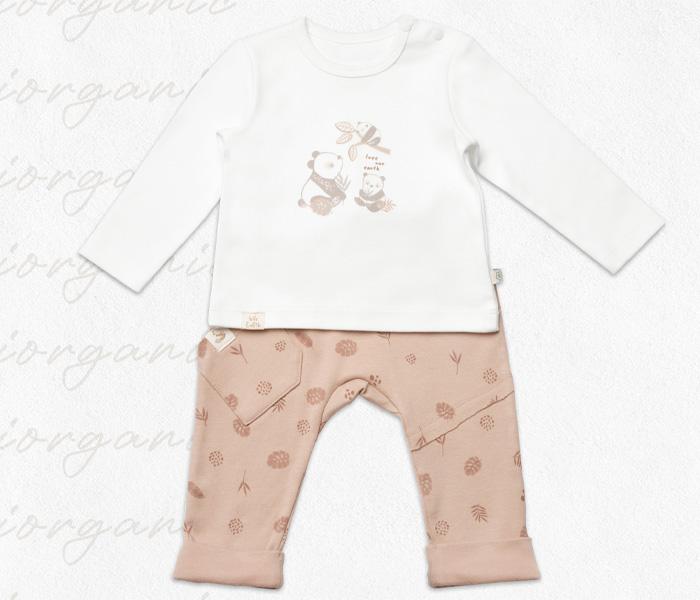 BiOrganic Bebi pantalone sa majicom BiOrganic,braon/bež,92cm.