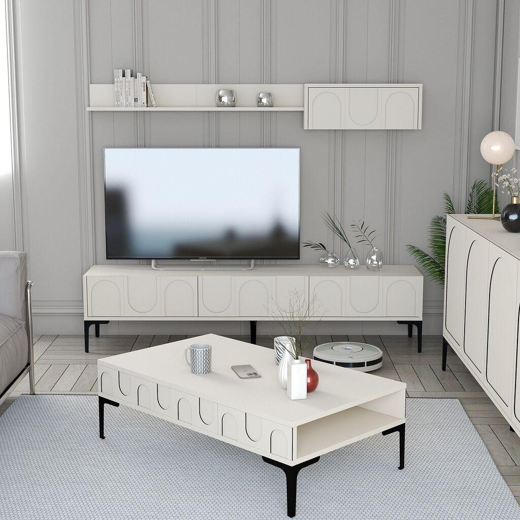 Hanah Home Set TV ormarić i klub stolić Lyon 3, 4 dijela, krem