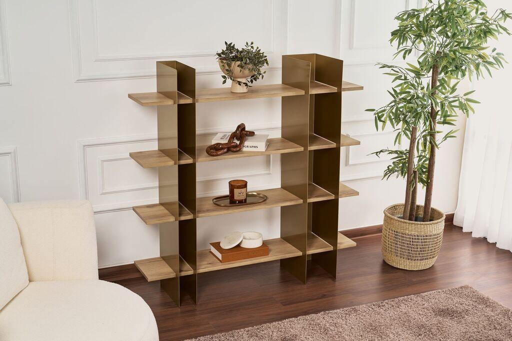 Hanah Home Bookshelf Shb-017-A, 120x31x120 cm, zlatna