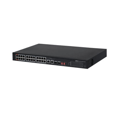 Dahua Pfs3226-24Et240 24 Port Poe Svič (24Fe + 2Ge Sfp Kombo, Ukupno 240W Poe)