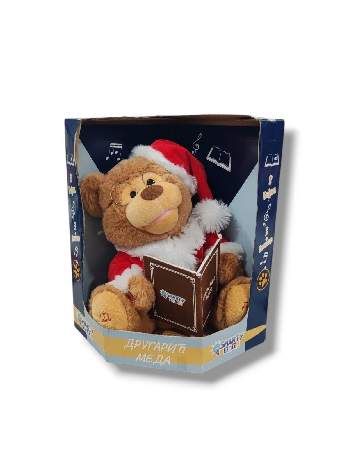 SMARTY TOYS Plišali medo novogodišnji motiv, Braon