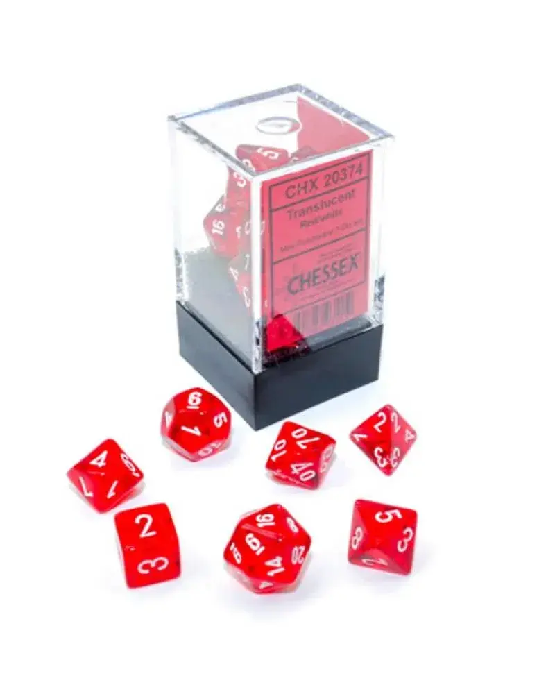 Chessex Set kockica Translucent Polyhedral, 7 komada, Crveno-bijele