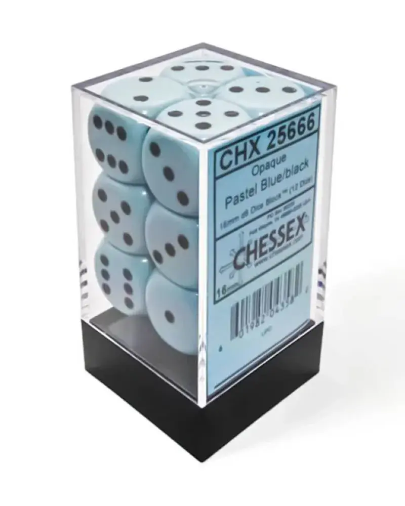 Chessex Set kockica Opaque Polyhedral, 12mm, 12 komada, Plavo-crne