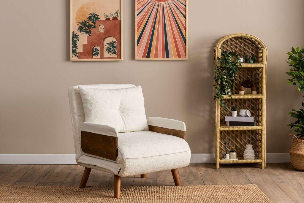 Sklopiva fotelja Atelier del Sofa Cosmo, 190x70x82cm, Bijela