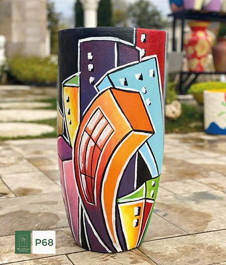 Baufixit Saksija Fiberstone Ručno Oslikana W30Xh62Cm8Kg P68-30-62