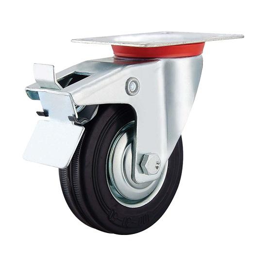 Bormann Točak Gumeni Fi 100Mm,Nos. 100Kg,Rotira. Sa Kočnicom Bht9009