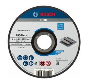 BOSCH Rezna ploča ravna Standard za metal A 60 T BF, 115 mm, 22,23 mm, 1,6 mm - 2608603163