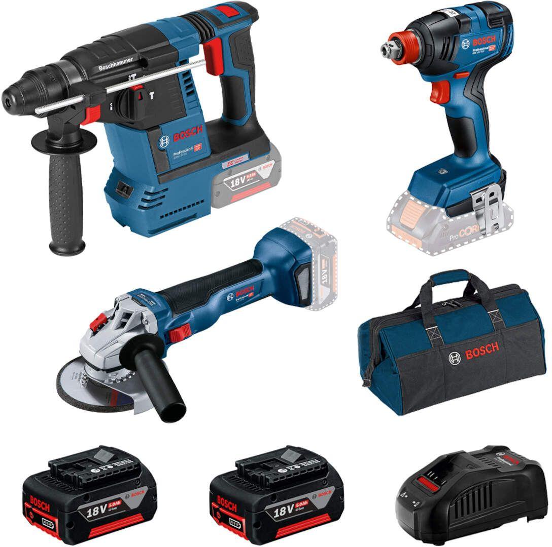 BOSCH Set Akumulat. Alata Gbh 187-Li  Gws 18V-10  Gsr 18V-50