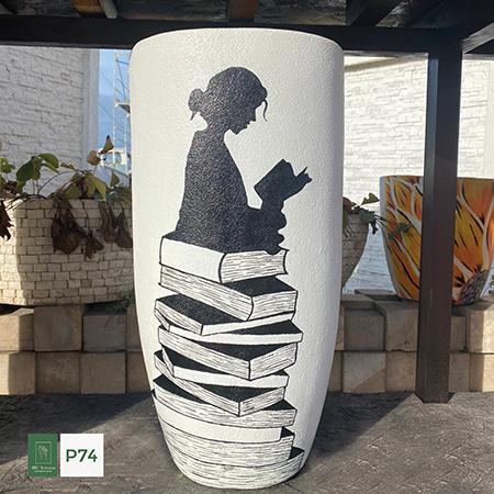 Baufixit Saksija Fiberstone Ručno Oslikana W30Xh62Cm8Kg P74-30-62