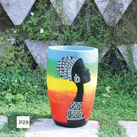 Baufixit Saksija Fiberstone Ručno Oslikana W25Xh42Cm7Kg P29-25-42