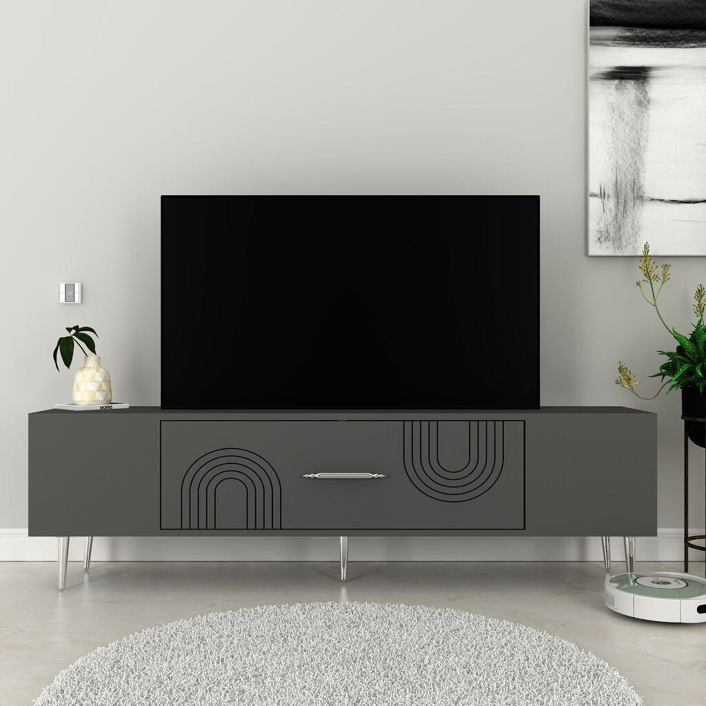 Hanah Home TV komoda Dekol2, 150x48,2x29,6 cm, antracit-srebrna boja