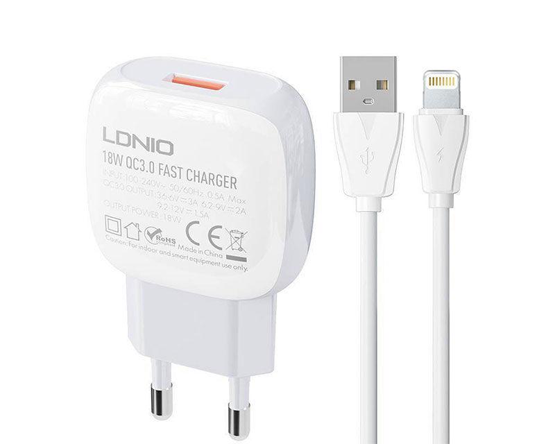 Ldnio A1306Q QC 3.0 18W punjač + kabl za iPhone
